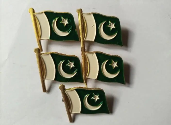 14th August Flag Badges Set of 5 Metal